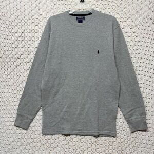 Polo Ralph Lauren Shirt Mens Sz L Gray Heather Thermal Waffle Knit 100%Cotton